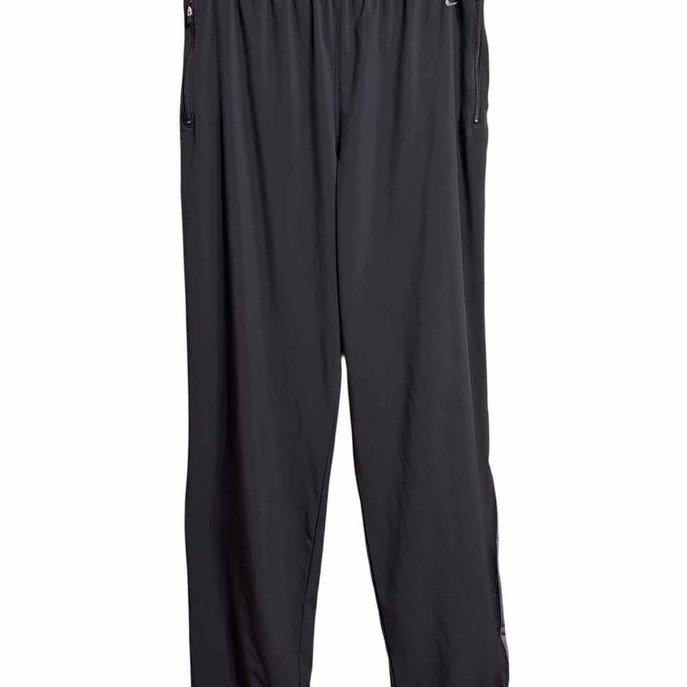 Nike Mens XL Athletic Pants Tapered Black Zip Ankle Reflective Dri Fit